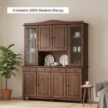 Imagem de Cristaleira 4+4 Portas Linha Rubi - Finestra Móveis - Madeira Maciça, 