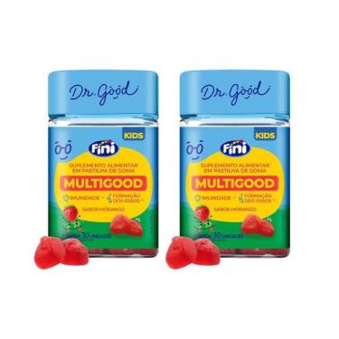 Imagem de Kit 2 Suplemento Fini Multigood Kids Morango 30 Gomas - Dr. Good