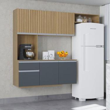 Imagem de Cozinha Compacta Suspensa 180cm 6 Portas 1 Gaveta com Balcão Melina - 