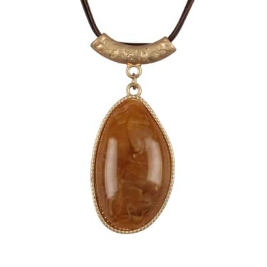 Imagem de joymiao Colar de couro para mulheres, pingente grande, gargantilha hippie, vintage, colar grosso, boêmio, para mulheres, Couro sintético, Sem Pedra Preciosa