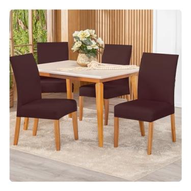 Imagem de Kit 4 Capas de Cadeira Malha Com Elástico (Tabaco)