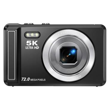 Imagem de Câmera Digital 4K, Foco Automático,Câmera Vlogging de 64 MP para YouTube, Zoom, Tela 2.8 Polegadas，fotografia, Cartão SD de 32GB, 2 Baterias, Compacta, para viagens/adolescentes