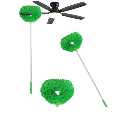 Imagem de 1 peça limpador de ventilador de teto - kit de limpeza reutilizável de alta qualidade, refil de espanador durável alternativa para pó de casa/carro (verde)