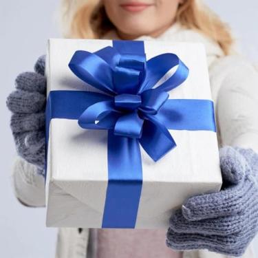 Imagem de 1 rolo de fita larga azul - embalagem de fita de presente 5 cm x 22 m - adequado para Natal, casamentos e festas