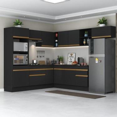 Imagem de Cozinha Completa De Canto Mp2083 Com Armário E Balcão Preta - MULTIMOV