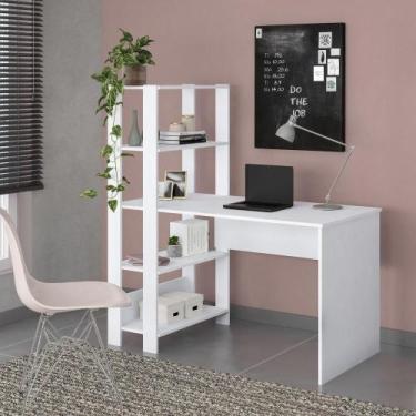 Imagem de Escrivaninha 120Cm+Estante Lateral Cr25207 Branca Branco - MULTIMOVEIS