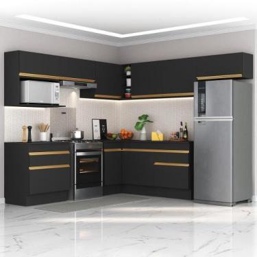 Imagem de Cozinha Completa De Canto Multimóveis Armário Balcão Preta - MULTIMOVE