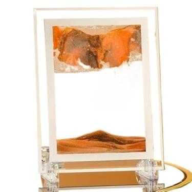 Imagem de Ampulheta Duna 3d Vidro Moving Sandscape Areia MovediçA Quadrado, Quadro Pintura Criativa(LARANJA)