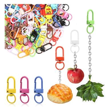 Imagem de 180 peças de fecho de garra de lagosta de metal colorido, chaveiro com fecho giratório multicolorido, gancho de pressão de liga de zinco para mochila de artesanato faça você mesmo com clipe de