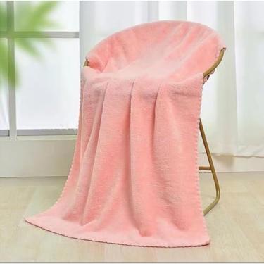 Imagem de Toalha de Banho Grande Microfibra 70x140cm Secagem Rápida Alta Absorção Academia Praia Viagem (rosa)