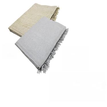 Imagem de Kit 2 Mantas para Sofá Gigante 100% Algodão – Manta Decorativa e Protetora para Sala de Estar (1 Caramelo + 1 Cinza Neblina)