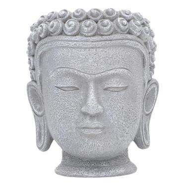 Imagem de MotiveTech Vaso de flores em formato de cabeça de Buda, ideal para plantas de interior e exterior, perfeito para mesa de escritório ou decoração de casa, Altura 10.6 Cm
