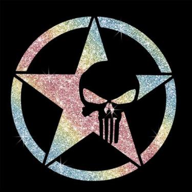 Imagem de Adesivo de decalque brilhante de PVC brilhante com estrela militar do exército dos EUA para carros, laptops, motocicletas, parede, janela, bagagem, capa de arranhão, porta, multisuperfície (colorido)