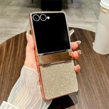 Imagem de Capa de celular brilhante galvanizada à prova de choque, dourada, compatível com Samsung Galaxy Z Flip 7 FE 6 5 4 3 Flip6 2 em 1, para Galaxy Z Flip7 FE