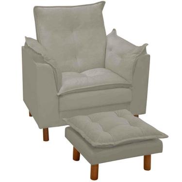 Imagem de Poltrona De Amamentação Com Puff Veludo Bege - Casa Chick
