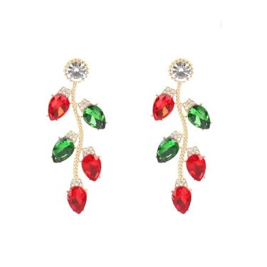 Imagem de Brincos de Natal para mulheres, lâmpadas coloridas de strass, brincos de Natal, joias de Natal, presentes de Natal, enfeites de meia para ela, Zinco, Sem pedra preciosa