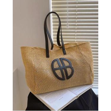 Imagem de Bolsa de Palha feminina Grande Blogueira Praia luxo Moda - Envelope de