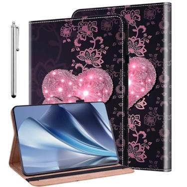 Imagem de ALILANG Capa para Samsung Galaxy Tab S4 10,5 polegadas 2018 (SM-T830/T835/T837) com Stylus, capa dobrável à prova de choque para Galaxy Tab S4 - renda pêssego