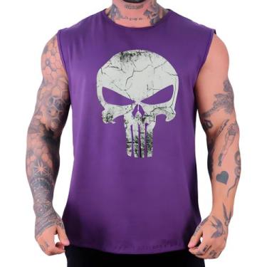 Imagem de Regata Machão Estampada Caveira Justiceiro Pitbull Skull Fitness Trein