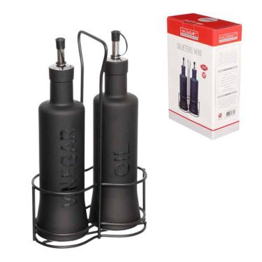 Imagem de Kit Galheteiro de Vidro com Suporte Nero 3 Peças Hauskraft