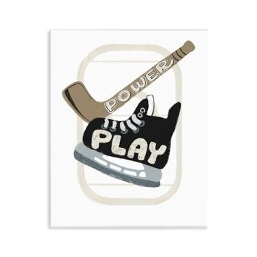 Imagem de Stupell Industries Arte de placa de parede de hóquei Power Play, design por Connie Summers, 14 x 11