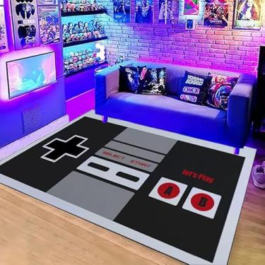 Imagem de LUCKYLEI Tapete grande para decoração de sala de jogos - Tapete de cristal antiderrapante com impressão 3D, tapete de videogame retrô (50 x 80 cm)