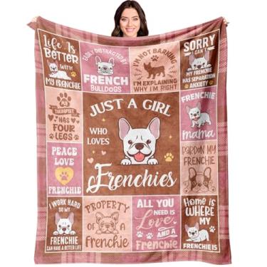 Imagem de Stbyiz Presentes de buldogue francês, cobertor francês 152 cm x 127 cm, presentes de buldogue francês para mulheres, presente francês para donos de amantes de Frenchie, presentes para mães de cachorro