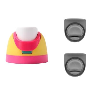 Imagem de Tampa de substituição compatível com Owala Freesip 473 ml, 680 g, 946 ml, 1,134 g, acessório de substituição de tampa superior de garrafa de água de um botão, com 2 tampas de vedação (rosa com amarelo