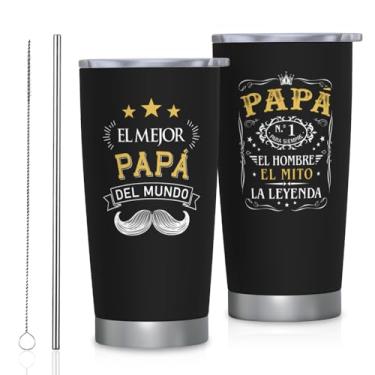 Imagem de FUWERMON Copo Papá's Gifts in Spanish 597.0 g, Regalo para Papá Dia Del Padre Caneca, Regalo para Papá Cumpleaños, presentes para pai espanhol, presente de pai de filho e filha