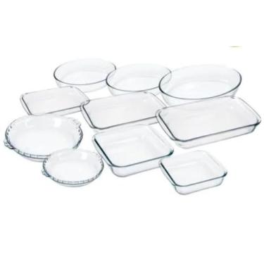 Imagem de Conjunto Jogo de Travessas 5 (CINCO) peças Variadas em Vidro Temperado próprias P/Forno