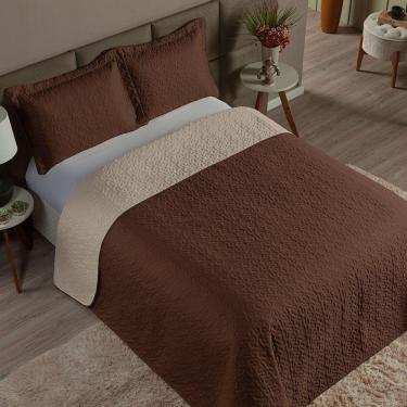 Imagem de Cobre Leito Queen 3 Peças Clara 100% Poliéster - Marrom/cáqui