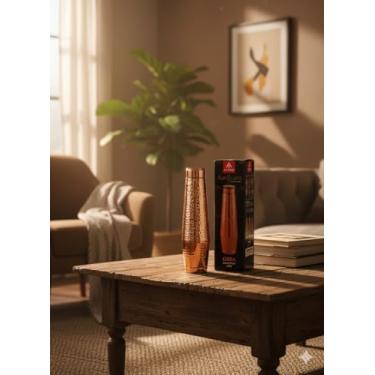 Imagem de Attro - ORRA-Aarogyam Back To the Roots - Acabamento martelado 1000 ml (1L)-Garrafa de água de cobre sem juntas