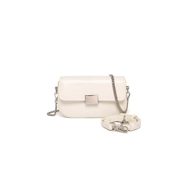 Imagem de Bolsa feminina pequena e quadrada de corrente, mini bolsa de ombro de designer moderna, carteira móvel feminina, Branco, Small, Bolsa quadrada pequena transversal