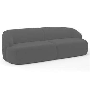 Imagem de Sofá 3 Lugares Curvo Orgânico Para Sala Living 220cm Barolo L06 Veludo Grafite - Lyam Decor