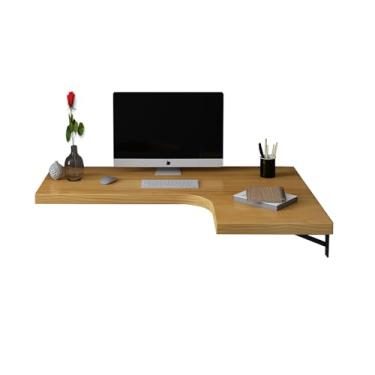 Imagem de Mesa de laptop montada na parede, mesa de canto em forma de L, mesa de jantar de madeira maciça, mesa dobrável para computador para pequenos espaços (100 x 60 x 40 cm/39,3 x 23,6 x 15,7 cm, canto