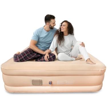 Imagem de Colchão Inflável para Casal 203x154x44cm com Bomba Elétrica Recarregável - Inflação e Deflação Automáticas