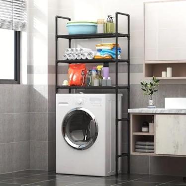 Imagem de Estante Rack Para Lavanderia Máquina De Lavar Organizador Banheiro Com 3 Prateleiras(Preto)