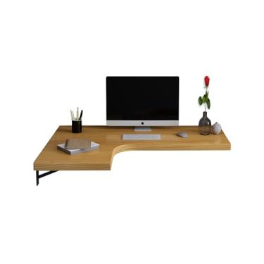 Imagem de Mesa de laptop montada na parede, mesa de canto em forma de L, mesa de jantar de madeira maciça, mesa dobrável para computador para pequenos espaços (80 x 60 x 35 cm/31,4 x 23,6 x 13,7 cm, canto