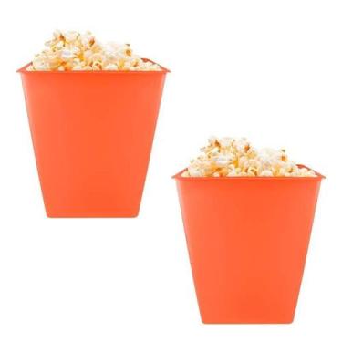 Imagem de Kit 2 Pipoqueira Retrô Laranja Neon 2,6L Plástico Premium - Bb Store