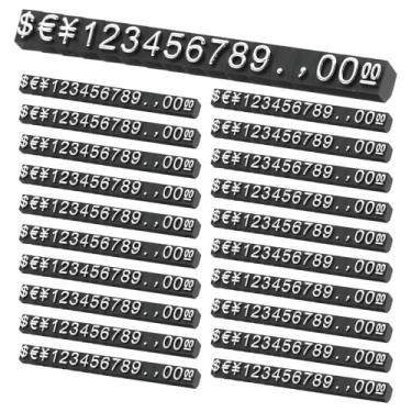 Imagem de PATIKIL Conjunto de 20 cubos de exibição de preços, suporte de etiqueta de preço ajustável, suporte de etiqueta numérico removível, kit de bloco de dólar para sinalização de exibição de lojas de