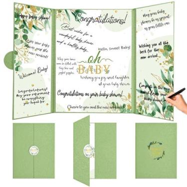 Imagem de Livro de visitas do chá de bebê HILAVO Greenery Sage Green Oh Baby