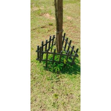 Imagem de Kit 4 Cercas Preta De Plástico Tipo Madeira Colonial - wl ornamentos