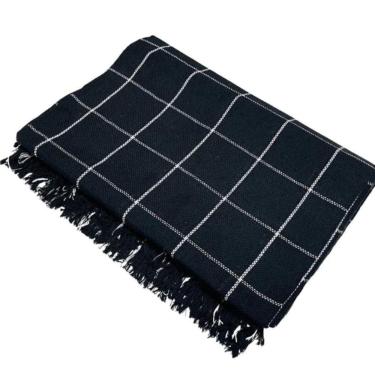 Imagem de Manta Para Sofá Grande Gigante 2,40x1,80 Xadrez Capa Protetora Cama Sofa King 2 E 3 Lugares Preto-branco