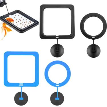 Imagem de 4 peças de anel de alimentação de peixes, evita que a turbulência da água lave alimentos no filtro, anel de alimentação Betta, anel de alimentação para aquário e outros peixes pequenos