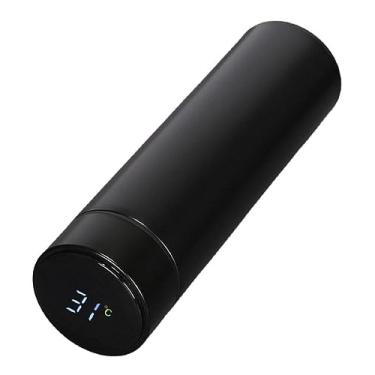 Imagem de Garrafa Térmica De Inox Café, Água Quente e Frio C/Sensor De Temperatura Em Led 500 ML Parede Dupla Medidor Temperatura Squeeze Portátil (Preto)