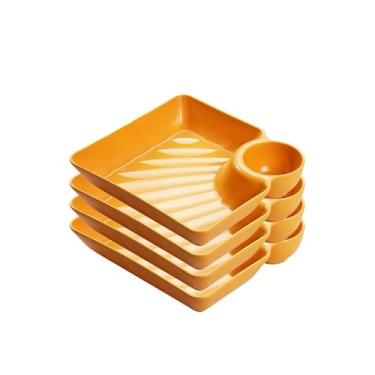 Imagem de Tigela para molho Prato para bolinhos de massa com 4 peças, prato para molho, para frango frito, para caseiro(Yellow)