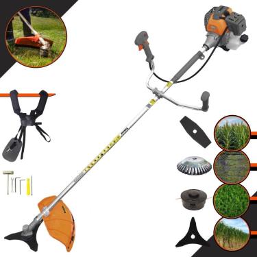 Imagem de Roçadeira Multifunções Tekna RL520P À Gasolina 52cc 2HP 4 Opções de Corte Com Lâmina Facão, Lâmina 3 Pontas, Escova de Aço e Carretel de Nylon