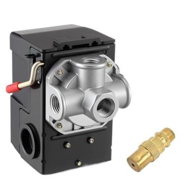 Imagem de Compressor de ar 1/4 "interruptor pressão npt 135-175 4 portas 20 amp com peça reposição válvula segurança 200 psi