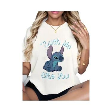 Imagem de Camiseta Casual Oversized Feminina Com Padrão De Costura Divertido Des