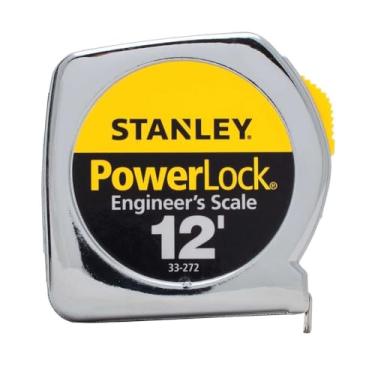 Imagem de STANLEY Fita métrica PowerLock, resistente, balança de engenheiro com caixa de metal, 33-272 pés (33-272)